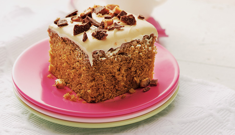 Coffee Toffee Cake with Caramel Frosting