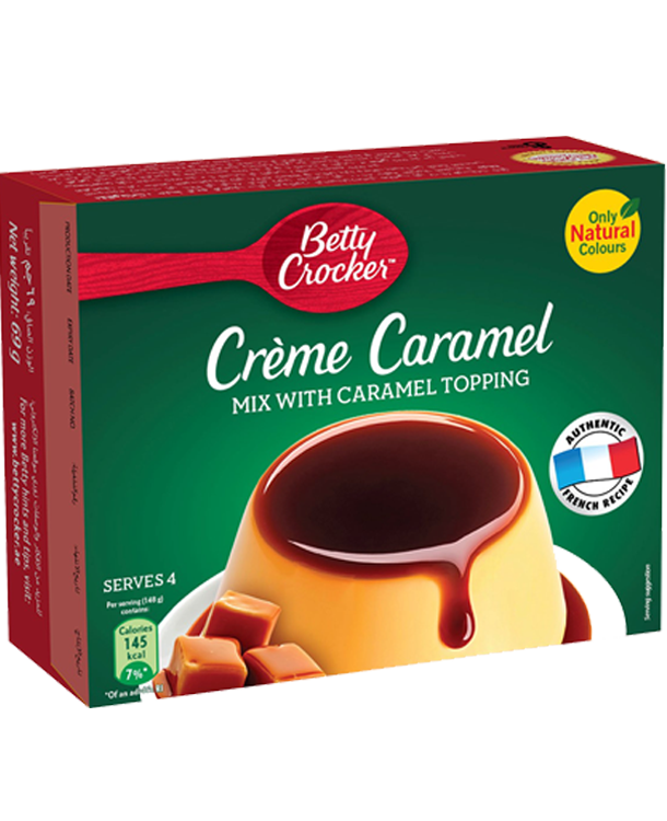 Crème caramel mix with sauce package