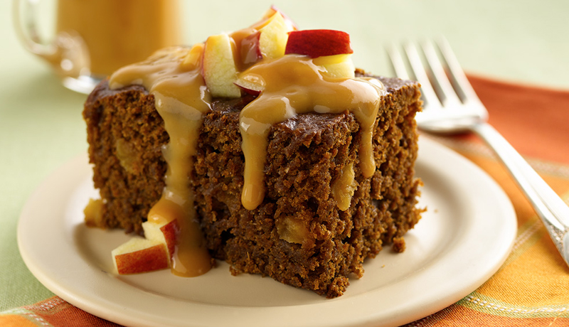 Ginger Cake with Caramel Apple Topping