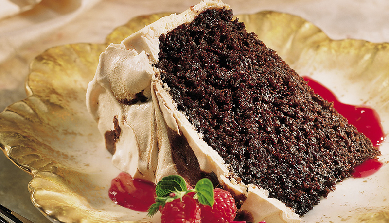 Meringue-Swirled Chocolate Cake