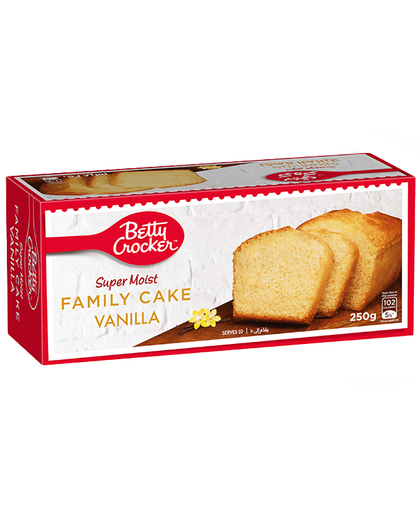 package of super moist family cake vanilla